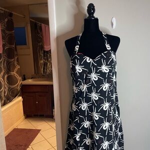 Betsey Johnson Black and White spider theme halter dress